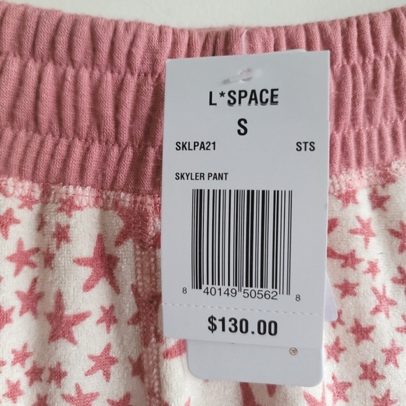 L*Space, Skyler‎  Sweatpants/Joggers, Cream/Pink Star Print, Size Small - NWT - Picture 8 of 9